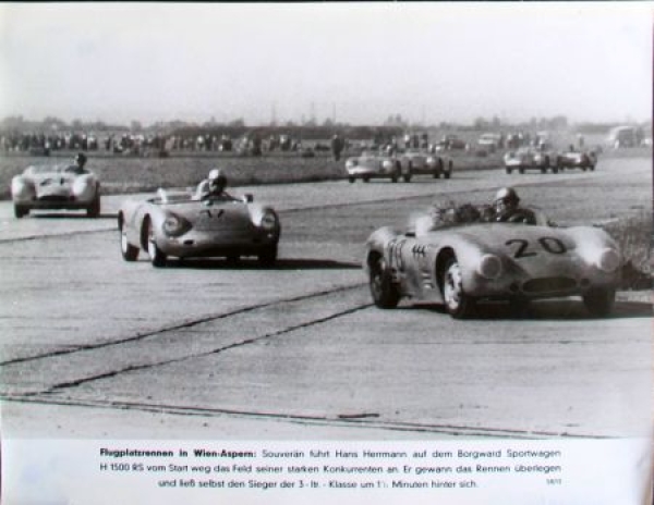 Borgward Hansa 1500 RS with Hans Hermann "Flugplatzrennen Wien-Aspern" 1958 Factoryphoto (8386)